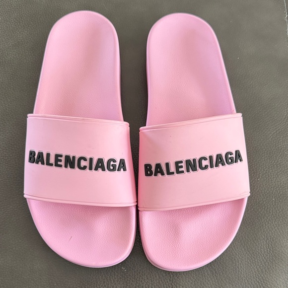 Balenciaga Light Pink Slide Sandals - Picture 1 of 6